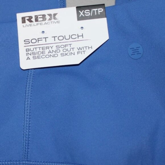 RBX Active Blue Cropped Trainer Leggings Stretch Fabric XS Workout Fitness Capri - Picture 2 of 5